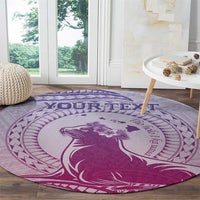 Personalised Hawaii Monk Seal Round Carpet Polynesian Tattoo With Tropical Flowers - Purple Gradient LT14 - Polynesian Pride