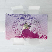 Personalised Hawaii Monk Seal Tablecloth Polynesian Tattoo With Tropical Flowers - Purple Gradient LT14 Purple - Polynesian Pride