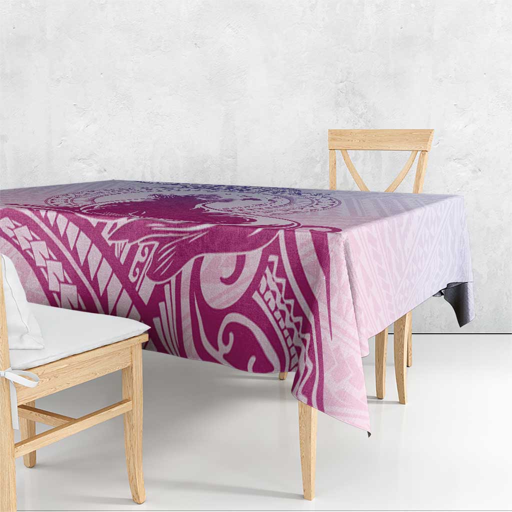 Personalised Hawaii Monk Seal Tablecloth Polynesian Tattoo With Tropical Flowers - Purple Gradient LT14 - Polynesian Pride