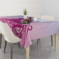 Personalised Hawaii Monk Seal Tablecloth Polynesian Tattoo With Tropical Flowers - Purple Gradient LT14 - Polynesian Pride