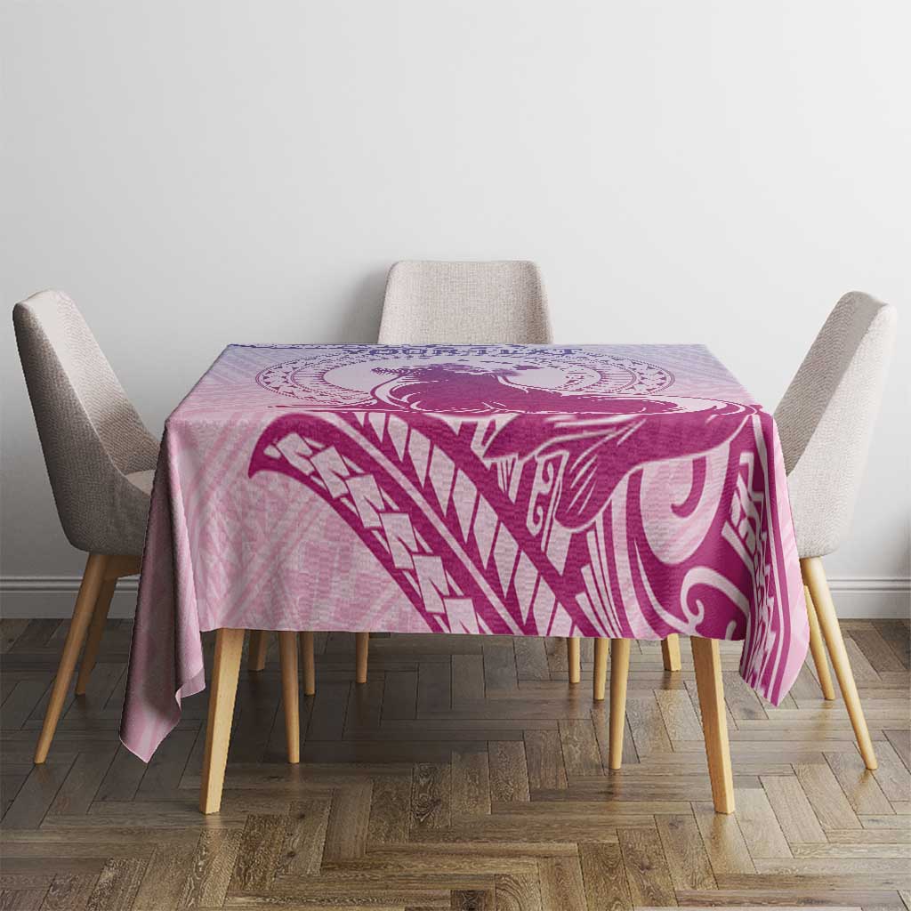 Personalised Hawaii Monk Seal Tablecloth Polynesian Tattoo With Tropical Flowers - Purple Gradient LT14 - Polynesian Pride