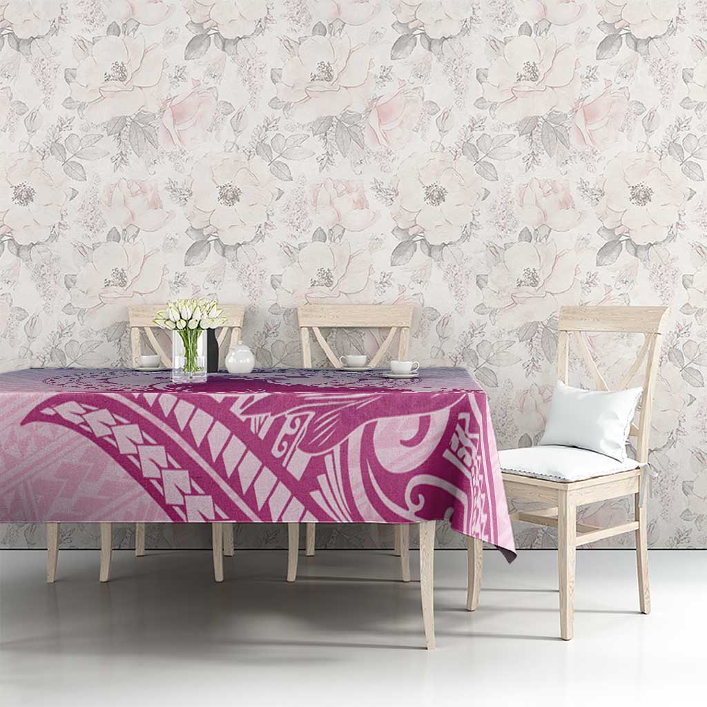 Personalised Hawaii Monk Seal Tablecloth Polynesian Tattoo With Tropical Flowers - Purple Gradient LT14 - Polynesian Pride