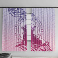 Personalised Hawaii Monk Seal Window Curtain Polynesian Tattoo With Tropical Flowers - Purple Gradient LT14 With Hooks Purple - Polynesian Pride