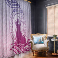 Personalised Hawaii Monk Seal Window Curtain Polynesian Tattoo With Tropical Flowers - Purple Gradient LT14 - Polynesian Pride