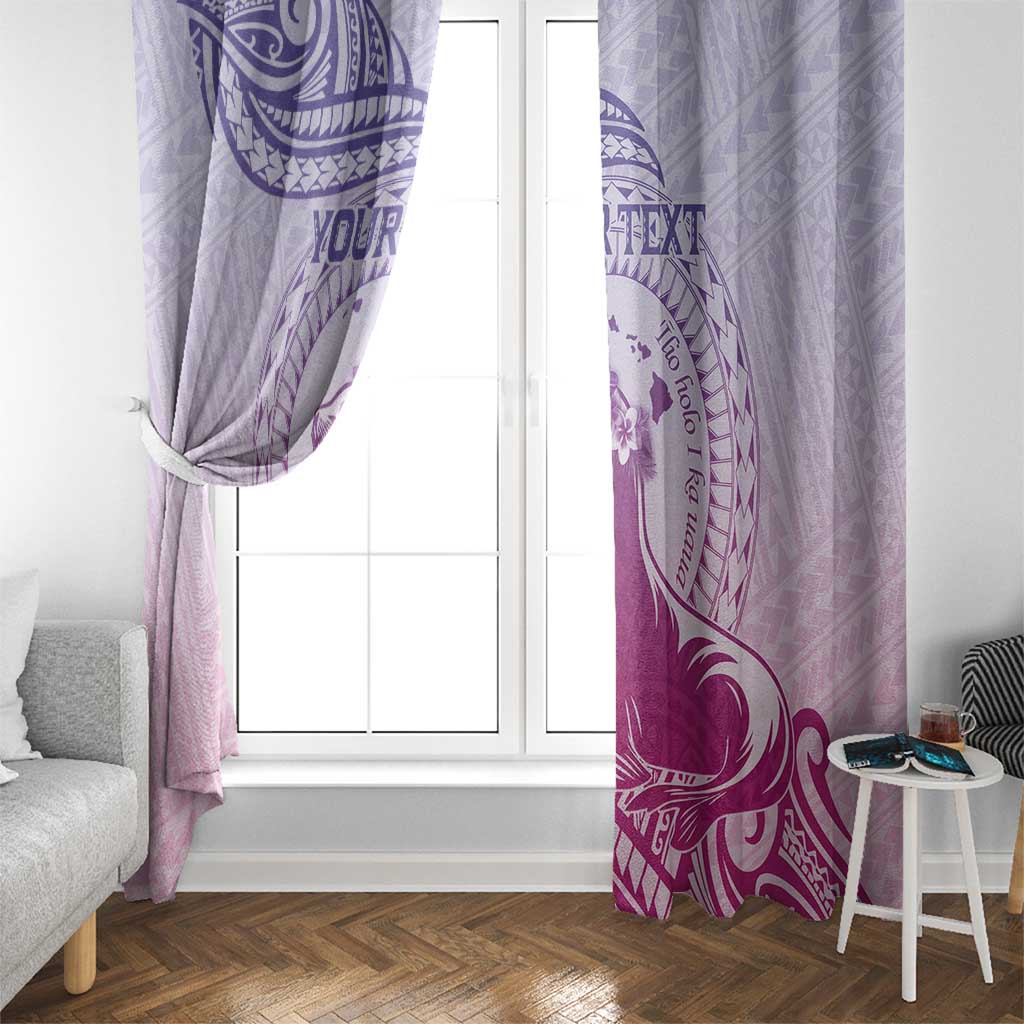 Personalised Hawaii Monk Seal Window Curtain Polynesian Tattoo With Tropical Flowers - Purple Gradient LT14 - Polynesian Pride