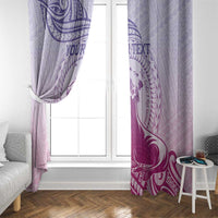 Personalised Hawaii Monk Seal Window Curtain Polynesian Tattoo With Tropical Flowers - Purple Gradient LT14 - Polynesian Pride