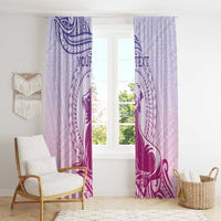 Personalised Hawaii Monk Seal Window Curtain Polynesian Tattoo With Tropical Flowers - Purple Gradient LT14 - Polynesian Pride