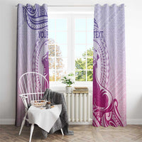 Personalised Hawaii Monk Seal Window Curtain Polynesian Tattoo With Tropical Flowers - Purple Gradient LT14 - Polynesian Pride
