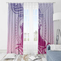 Personalised Hawaii Monk Seal Window Curtain Polynesian Tattoo With Tropical Flowers - Purple Gradient LT14 - Polynesian Pride