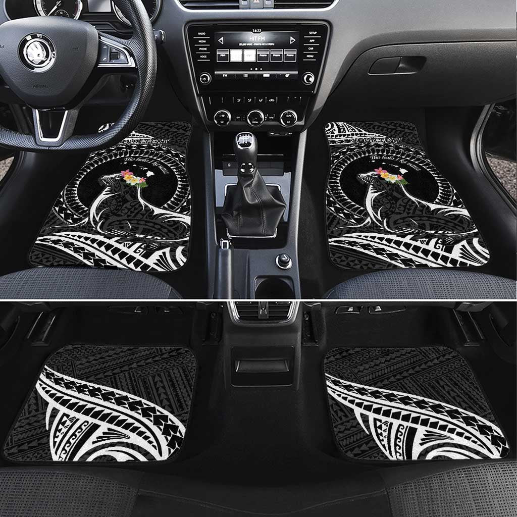 Personalised Hawaii Monk Seal Car Mats Polynesian Tattoo With Tropical Flowers - Black LT14 Set 4pcs Black - Polynesian Pride