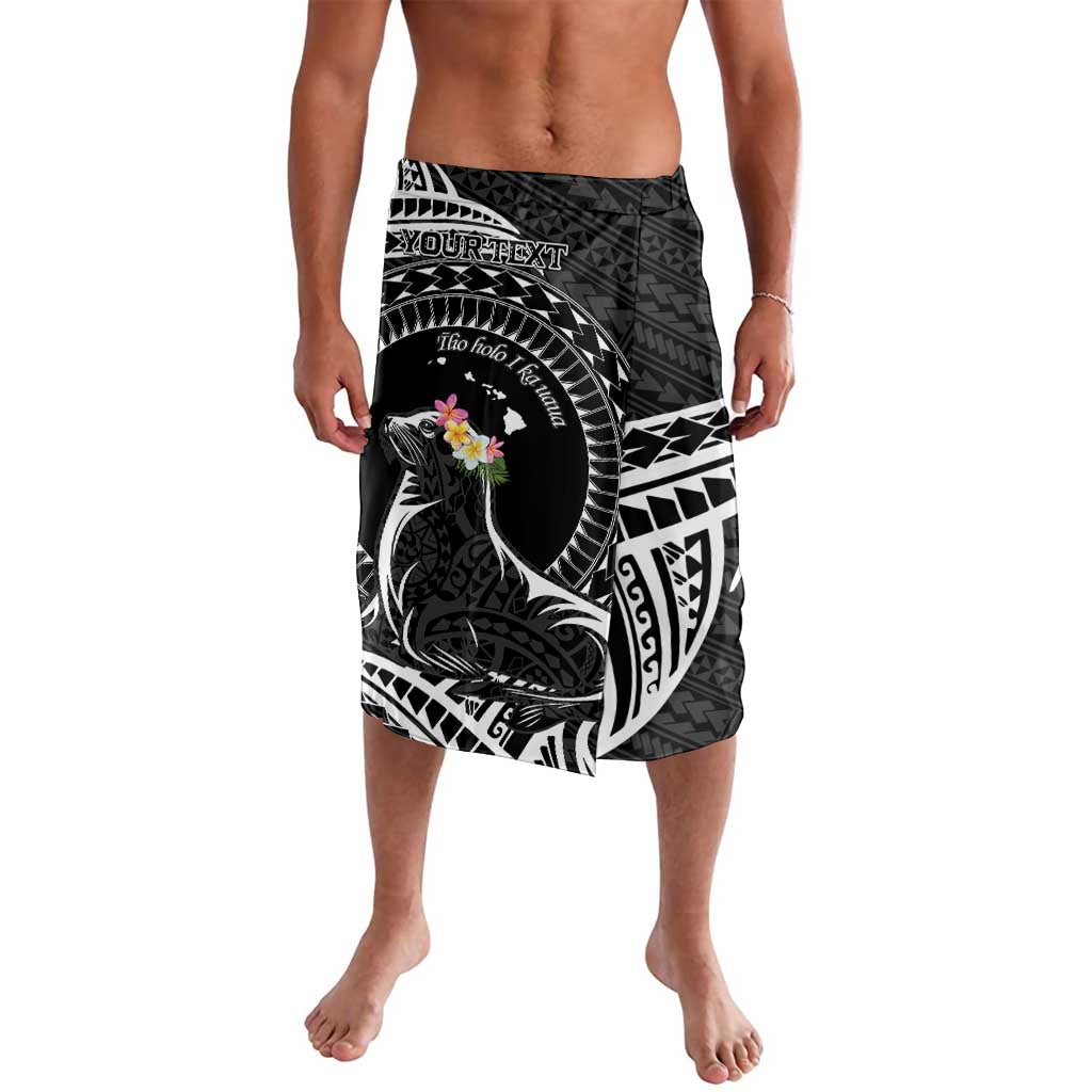 Personalised Hawaii Monk Seal Lavalava Polynesian Tattoo With Tropical Flowers - Black LT14 Black - Polynesian Pride