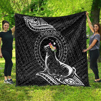 Personalised Hawaii Monk Seal Quilt Polynesian Tattoo With Tropical Flowers - Black LT14 - Polynesian Pride