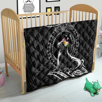Personalised Hawaii Monk Seal Quilt Polynesian Tattoo With Tropical Flowers - Black LT14 - Polynesian Pride
