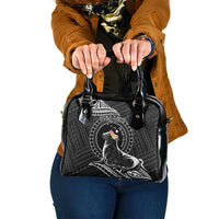 Personalised Hawaii Monk Seal Shoulder Handbag Polynesian Tattoo With Tropical Flowers - Black LT14 One Size Black - Polynesian Pride