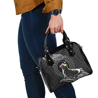 Personalised Hawaii Monk Seal Shoulder Handbag Polynesian Tattoo With Tropical Flowers - Black LT14 - Polynesian Pride