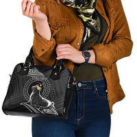 Personalised Hawaii Monk Seal Shoulder Handbag Polynesian Tattoo With Tropical Flowers - Black LT14 - Polynesian Pride