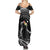 Personalised Hawaii Monk Seal Summer Maxi Dress Polynesian Tattoo With Tropical Flowers - Black