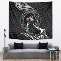 Personalised Hawaii Monk Seal Tapestry Polynesian Tattoo With Tropical Flowers - Black LT14 Black - Polynesian Pride