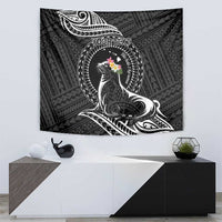 Personalised Hawaii Monk Seal Tapestry Polynesian Tattoo With Tropical Flowers - Black LT14 - Polynesian Pride