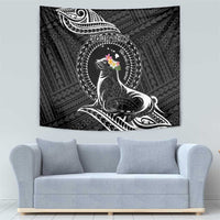 Personalised Hawaii Monk Seal Tapestry Polynesian Tattoo With Tropical Flowers - Black LT14 - Polynesian Pride