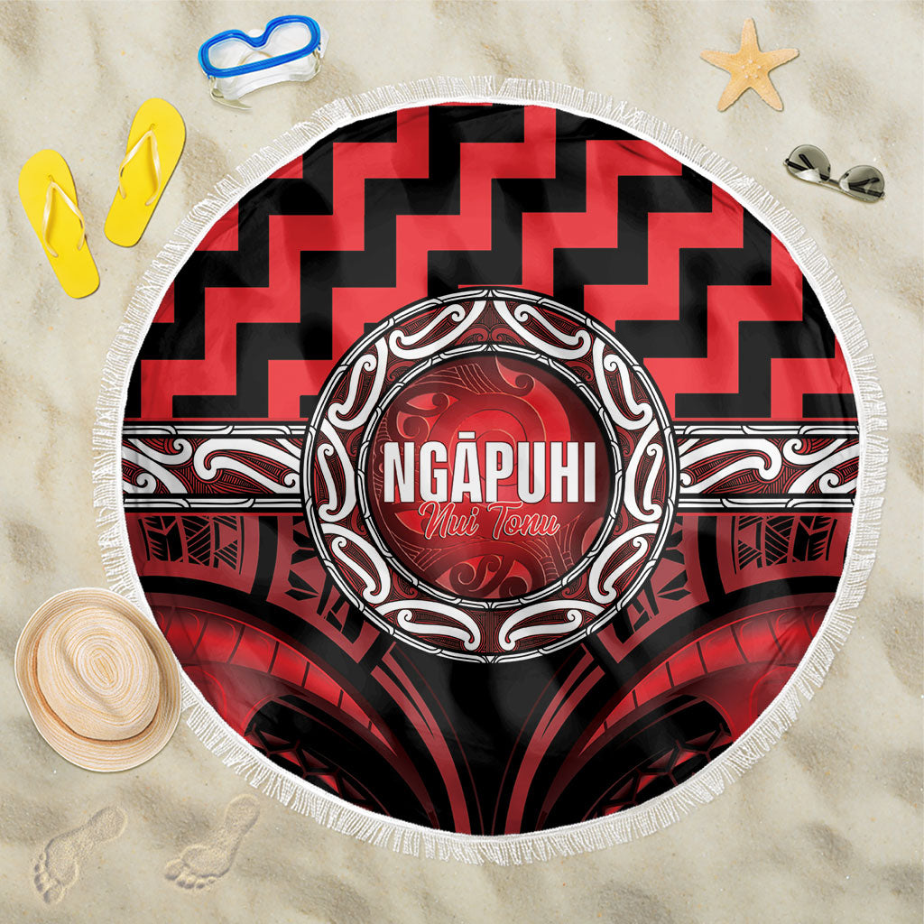 Aotearoa Ngapuhi Beach Blanket Maori Iwi Poutama Puhoro Tattoo LT14 One Size 150cm Red - Polynesian Pride
