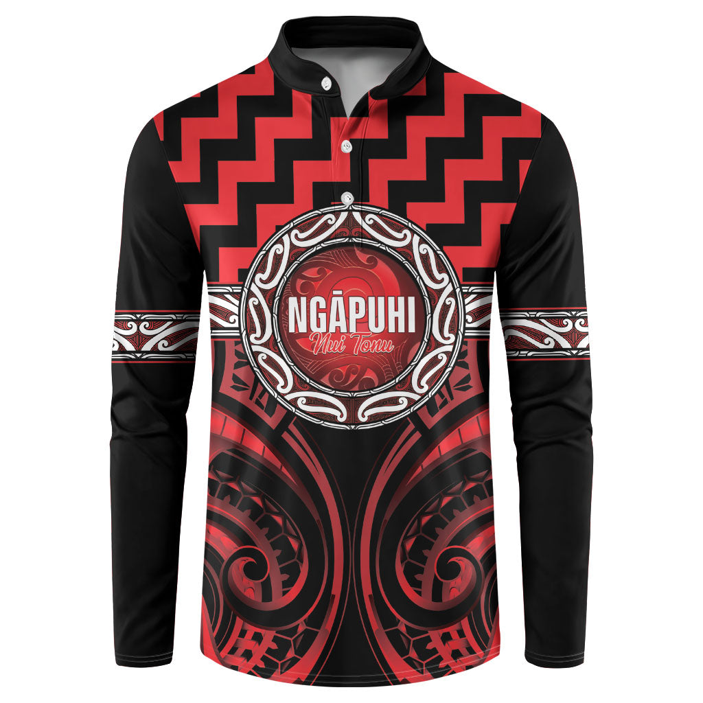 Aotearoa Ngapuhi Personalised Button Sweatshirt Maori Iwi Poutama Puhoro Tattoo LT14 Red - Polynesian Pride
