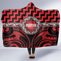 Aotearoa Ngapuhi Hooded Blanket Maori Iwi Poutama Puhoro Tattoo LT14 One Size Red - Polynesian Pride