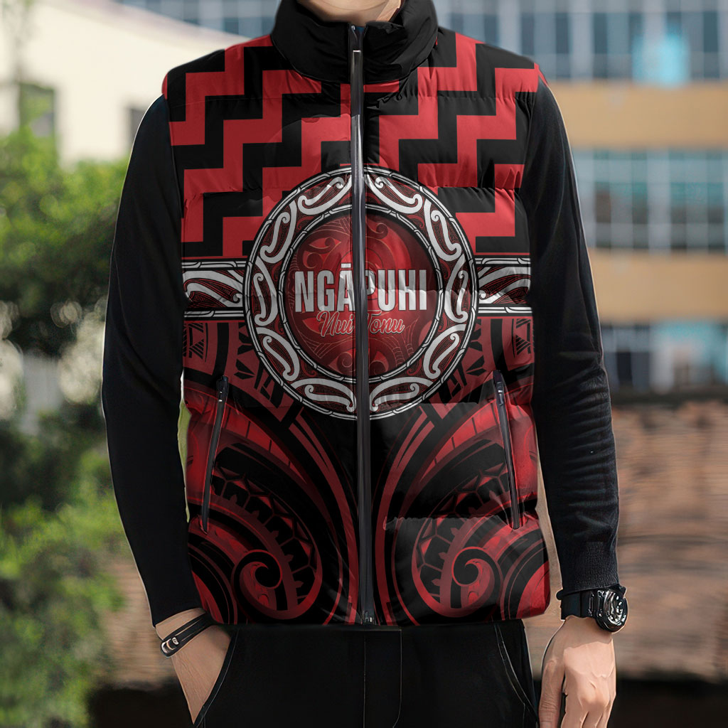 Aotearoa Ngapuhi Personalised Sleeveless Puffer Jacket Maori Iwi Poutama Puhoro Tattoo LT14 - Polynesian Pride