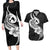 Polynesia Couples Matching Long Sleeve Bodycon Dress and Hawaiian Shirt Plumeria With Tribal Pattern Black Vibes LT14 Black - Polynesian Pride