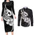 Polynesia Couples Matching Long Sleeve Bodycon Dress and Long Sleeve Button Shirts Plumeria With Tribal Pattern Black Vibes LT14 Black - Polynesian Pride