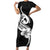 Polynesia Short Sleeve Bodycon Dress Plumeria With Tribal Pattern Black Vibes LT14 Long Dress Black - Polynesian Pride