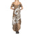 Polynesia Summer Maxi Dress Plumeria With Tribal Pattern Brown Pastel Vibes LT14 - Polynesian Pride