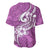 Polynesia Baseball Jersey Plumeria With Tribal Pattern Pink Pastel Vibes LT14 - Polynesian Pride