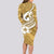 Polynesia Long Sleeve Bodycon Dress Plumeria With Tribal Pattern Yellow Pastel Vibes LT14 - Polynesian Pride