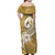 Polynesia Off Shoulder Maxi Dress Plumeria With Tribal Pattern Yellow Pastel Vibes LT14 - Polynesian Pride