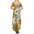 Polynesia Summer Maxi Dress Plumeria With Tribal Pattern Yellow Pastel Vibes LT14 - Polynesian Pride