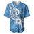 Polynesia Baseball Jersey Plumeria With Tribal Pattern Blue Pastel Vibes LT14 Blue - Polynesian Pride