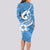 Polynesia Long Sleeve Bodycon Dress Plumeria With Tribal Pattern Blue Pastel Vibes LT14 - Polynesian Pride