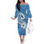 Polynesia Off The Shoulder Long Sleeve Dress Plumeria With Tribal Pattern Blue Pastel Vibes LT14 Women Blue - Polynesian Pride