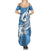 Polynesia Summer Maxi Dress Plumeria With Tribal Pattern Blue Pastel Vibes LT14 - Polynesian Pride