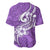 Polynesia Baseball Jersey Plumeria With Tribal Pattern Purple Pastel Vibes LT14 - Polynesian Pride