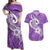 Polynesia Couples Matching Off Shoulder Maxi Dress and Hawaiian Shirt Plumeria With Tribal Pattern Purple Pastel Vibes LT14 Purple - Polynesian Pride