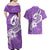 Polynesia Couples Matching Off Shoulder Maxi Dress and Hawaiian Shirt Plumeria With Tribal Pattern Purple Pastel Vibes LT14 - Polynesian Pride