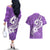 Polynesia Couples Matching Off The Shoulder Long Sleeve Dress and Hawaiian Shirt Plumeria With Tribal Pattern Purple Pastel Vibes LT14 - Polynesian Pride