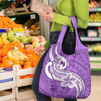 Polynesia Grocery Bag Plumeria With Tribal Pattern Purple Pastel LT14 - Polynesian Pride