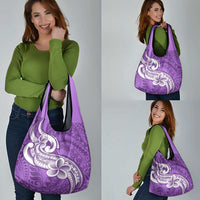 Polynesia Grocery Bag Plumeria With Tribal Pattern Purple Pastel LT14 - Polynesian Pride