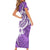 Polynesia Short Sleeve Bodycon Dress Plumeria With Tribal Pattern Purple Pastel Vibes LT14 - Polynesian Pride