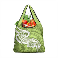 Polynesia Grocery Bag Plumeria With Tribal Pattern Green Pastel LT14 1-pack One Size Green - Polynesian Pride