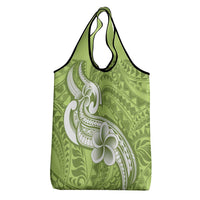 Polynesia Grocery Bag Plumeria With Tribal Pattern Green Pastel LT14 - Polynesian Pride