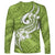 Polynesia Long Sleeve Shirt Plumeria With Tribal Pattern Green Pastel Vibes LT14 - Polynesian Pride